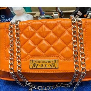 Love Moschino Vibrant Orange Quilted Shoulder Bag